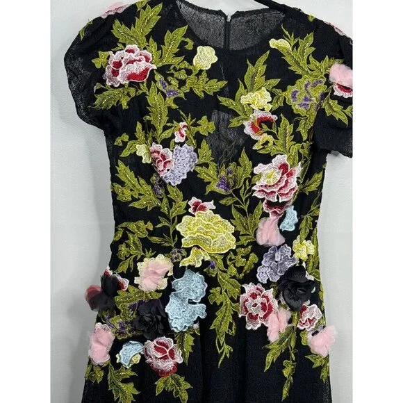 $998 MAC DUGGAL 11411 Black 3D Floral Dress Size 10 Embroidered Formal Gown NWT - Picture 4 of 10